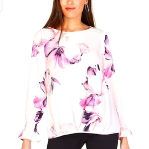 Floral Pink Long-Sleeve Women's Top